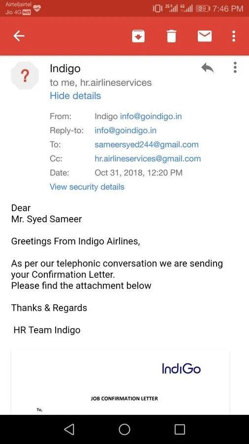 IndiGo Airline Job Scam