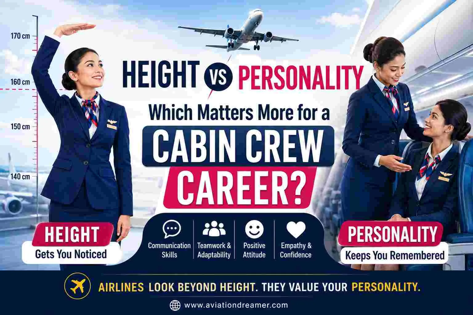 height vs personality cabin crew